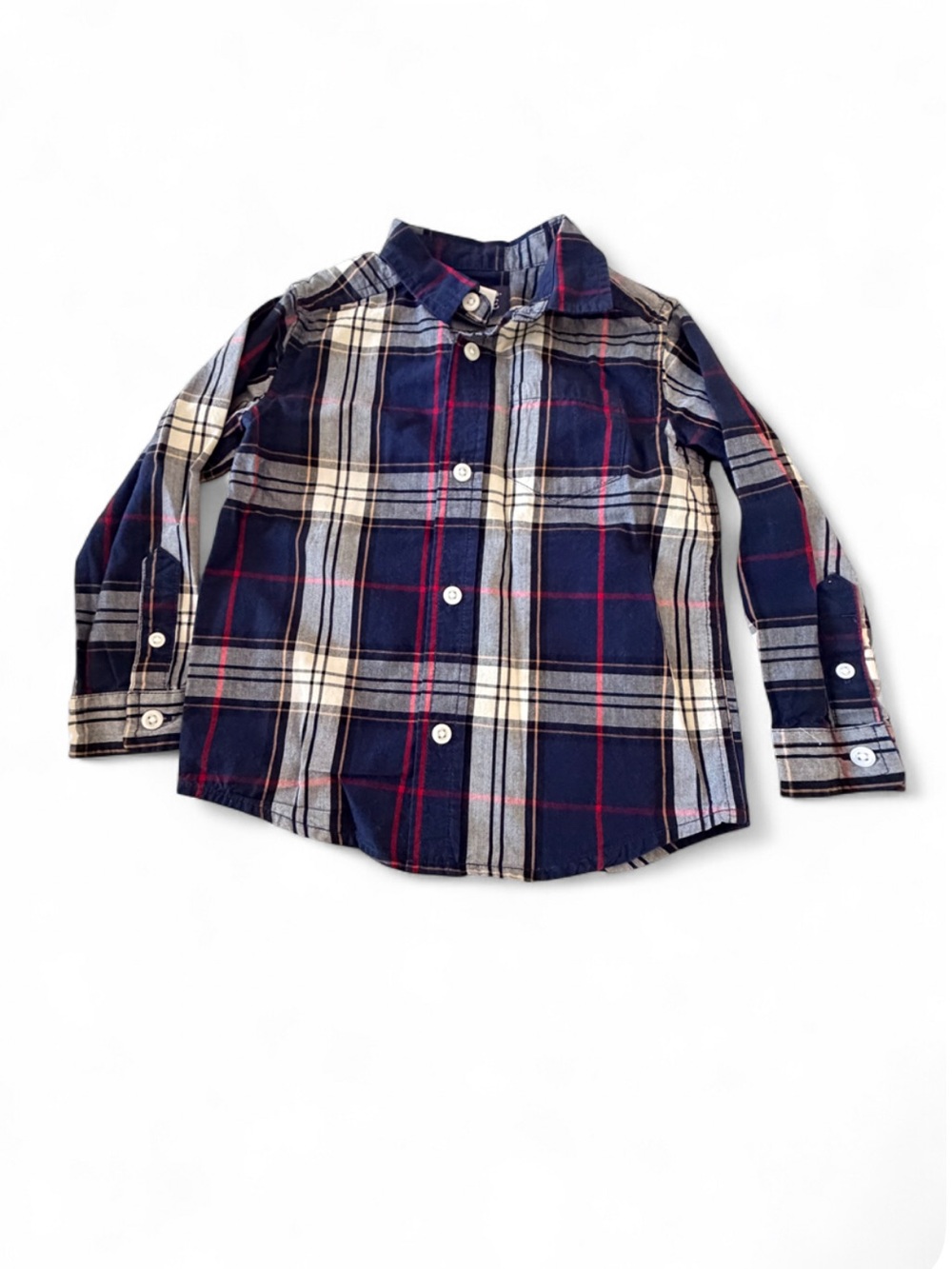 The Children's Place Navy, Red & Cream Plaid Button-Down Shirt